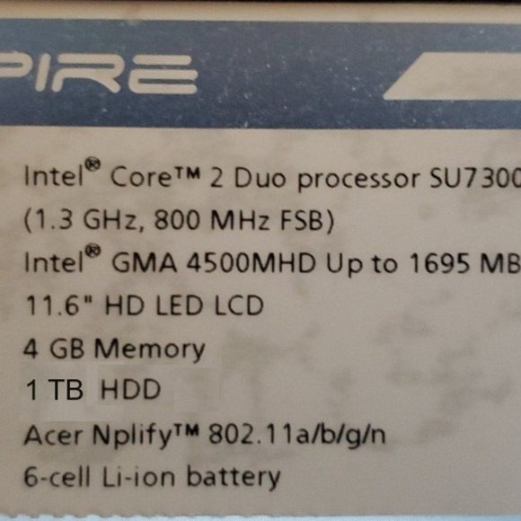 Acer 1810T 11.6" Laptop PC 4GB RAM 1 TB HDD Windows 10 - Picture 3 of 7